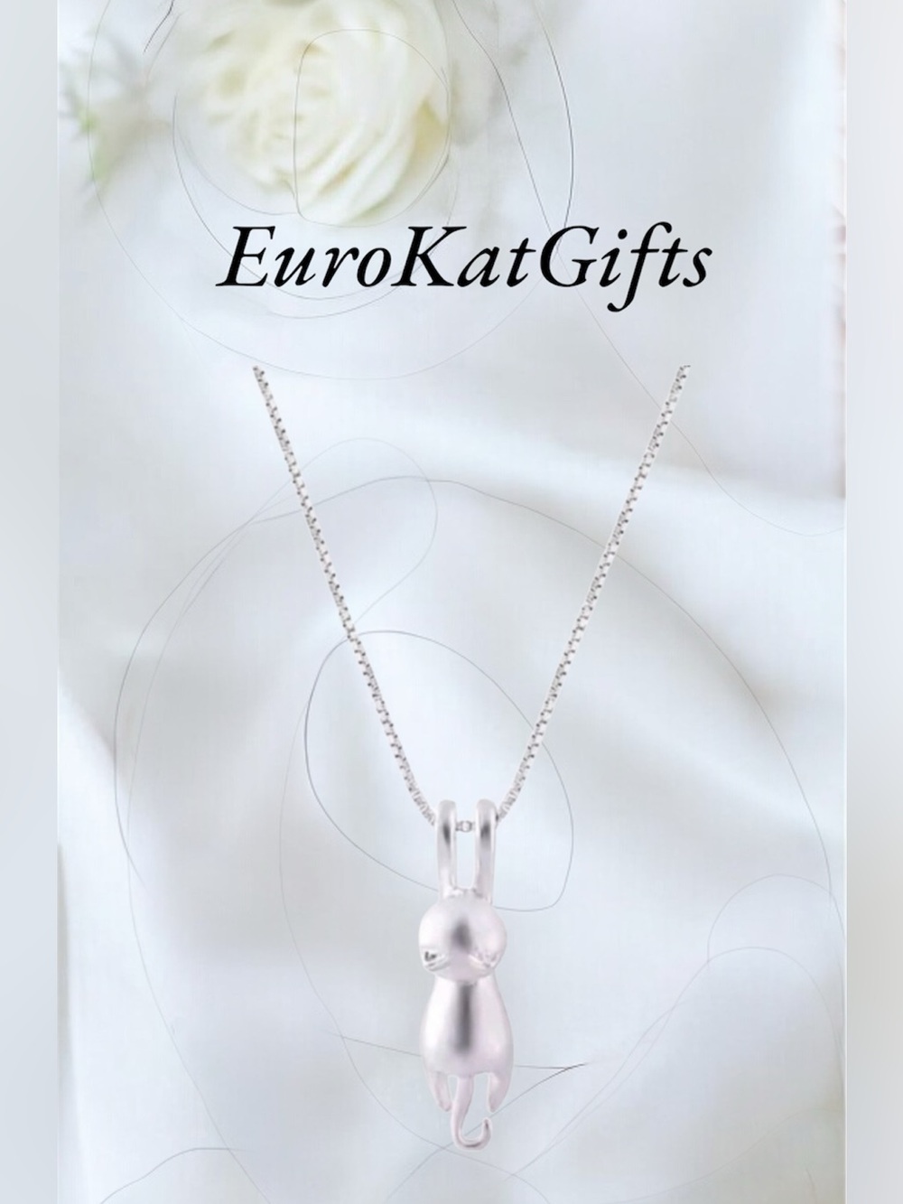 Silver Cat Pendant Necklace  Pet Cat Jewelry.925 NEW NWT